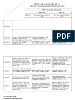 Amity Law School, Centre - Ii Internal Examination Date Sheet Feb. 2016