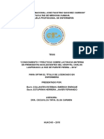 "Conocimiento y Prácticas Sobre Lactancia Materna