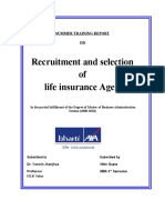 Summer Training Report On Recruitment of Advisors For Bharti Axa Life Insurance