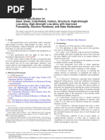 Steel, Sheet, Cold-Rolled, Carbon, Structural, High-Strength Low-Alloy, High-Strength Low-Alloy With Improved Formability, Solution Hardened, and Bake Hardenable