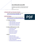 Review of Microsoft Access 2003: 1. Florida Gulf Coast University Tutorial