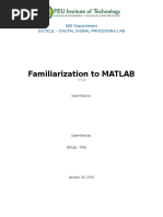 Familiarization To MATLAB