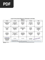 Lincoln County School District # 2 Elementary Lunch Menu May-10