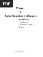 Project: On Sales Promotion Techniques