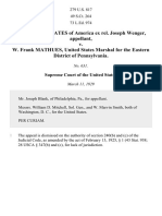 The UNITED STATES of America Ex Rel. Joseph Wenger, Appellant, v. W. Frank MATHUES, United States Marshal For The Eastern District of Pennsylvania