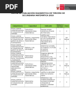 Matriz de Evaluación Diagnóstica MATE - 3°