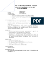 Plan de Trabajo de Las Elecciones Del Concejo Escolar 2016 Institución Educativa de Guellaycancha