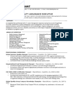 Sample Quality Assurance Resume