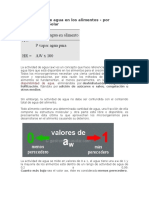 La Actividad de Agua en Los Alimentos