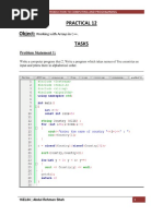 Practical 12 Object: Tasks: Working With Arrays in C++