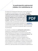 Método de La Participación Patrimonial en Las Actividades Con Subsidiarias en Colombia