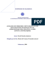 Análisis de Errores Ortográficos de Estudiantes Filipinos en El Aprendizaje Del Español Como Lengua Extranjera