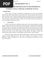 EXPERIMENT NO 4 Study and Demonstration of Instruments, Power Tools, Special Purpose Tools PDF