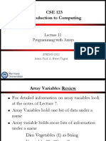 CSE 123 Introduction To Computing: Programming With Arrays