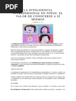 La Inteligencia Intrapersonal en Niños PDF