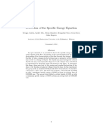 Derivation of The Specific Energy Equation