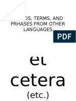 Words, Terms, and Prhases From Other Languages