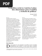 La Politica Social en America Latina Diez Dimensiones para El Analisis y El Diseño de Politicas Susana Sottoli