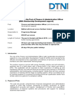 Job Description For The Post of Finance & Administration Officer (With Membership Development Support)