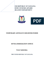 The United Republic of Tanzania Ministry of Home Affairs Immigation Department