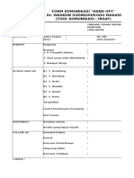 Form Timbang Terima Pasien (Hand Off)