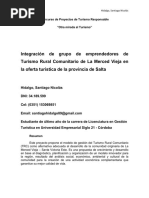 Integración de Grupo de Emprendedores de Turismo Rural Comunitario de La Merced Vieja en La Oferta Turística de La Provincia de Salta