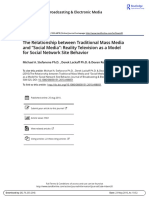 The Relationship Between Traditional Mass Media and Social Media Reality Television As A Model For Social Network Site Behavior