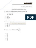 Taller Ejercitación #2 Números Racionales, Irracionales y Reales PDF