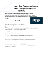 TUGAS PELUANG (3) Nilai Harapan Dan Ragam Diskrit & Kontinu