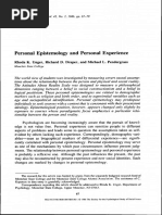 Personal Epistemology and Personal Experience