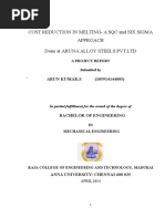 A Project Report On Cost Reduction in Melting - A SQC and Six Sigma Approach