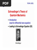 Schroedinger's Theory of Quantum Mechanics: (Need For Differential Wave Equation)