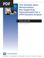 Long Intl Schedule Basis Memorandum-Key Support For A CPM Sched Analysis