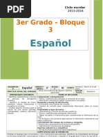 Plan 3er Grado - Bloque 3 Español (2015-2016)