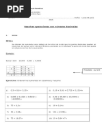 Guia 6° Operaciones Con Numeros Decimales Lunes