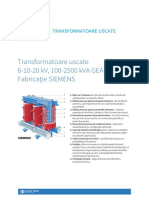 Transformatoare Uscate 6-10-20 KV, 100-2500 kVA GEAFOL Fabricaţie SIEMENS