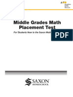 Saxon Math Placement