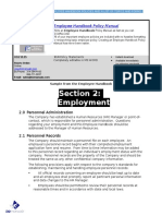 Employee Handbook Policies and Procedures Sample