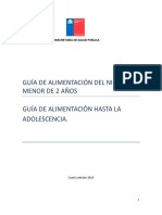 Guía de Alimentación Del Ninoa Menor de 2 Años Guía de Alimentación Hasta La Adolescencia. MINSAL Chile 2015