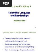 GSSE: Scientific Writing 1: Scientific Language and Readerships