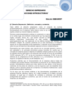 El Derecho Comercial Como Derecho de La Empresa y Como Derecho de La Actividad. Marcelo Gebhardt