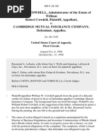 William W. Cowdell, Administrator of The Estate of William Robert Cowdell v. Cambridge Mutual Insurance Company, 808 F.2d 160, 1st Cir. (1986)