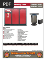 125 HP Enclosed Rotary Screw: 475 CFM at 150 PSI 505 CFM at 125 PSI