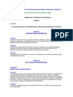 Ley Ordinaria de Ejercicio de La Profesión Del Licenciado en Nutrición y Dietética - Notilogía