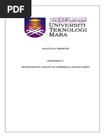 Neutralisation Capacity of Commercial Antacid Tablet