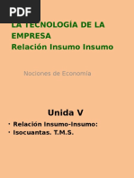 Relación Insumo Insumo