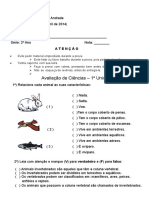 Avaliação de Ciencias 2 Bimestre