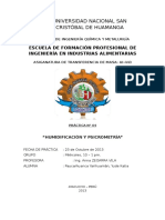 Práctica 4 - Humidificacion y Psicrometria