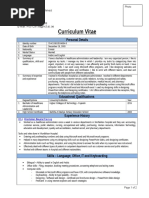 Curriculum Vitae: Personal Details