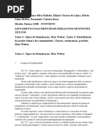 Atividade Avaliativa de Sociologia Listamento Das Principais Ideias Dos Textos de Max Weber